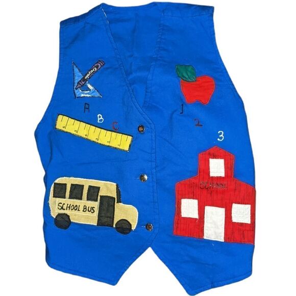 🤩 Vintage handmade‎ school themed vest 🤩 2 for $20 - Picture 1 of 8